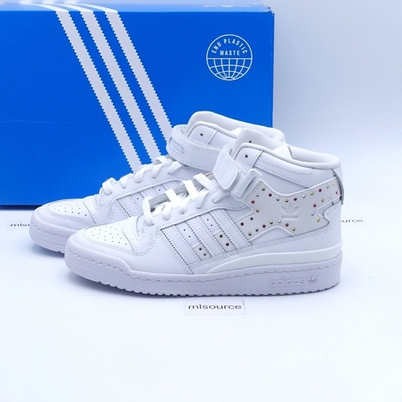 NEW adidas Originals Swarovski Forum Mid Sneakers GY0819 Cloud White - Picture 1 of 12